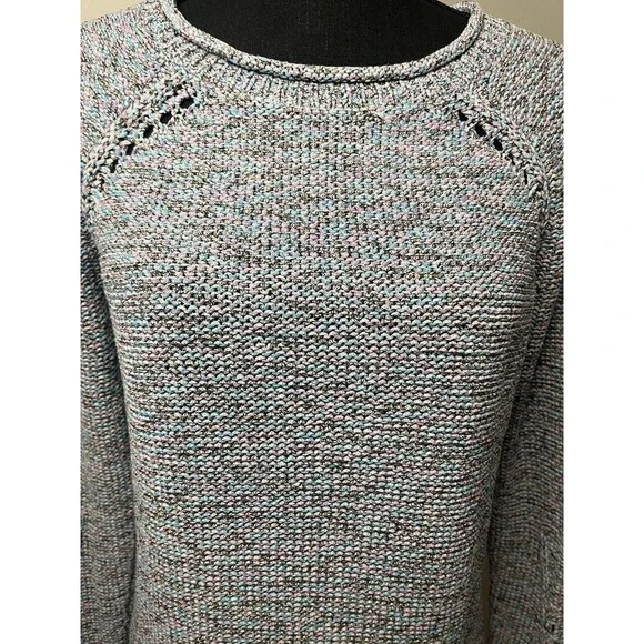 Talbots Women's Sweater Gray with Shades of Blue /Pink Roll Neck  Size Medium - Picture 11 of 16
